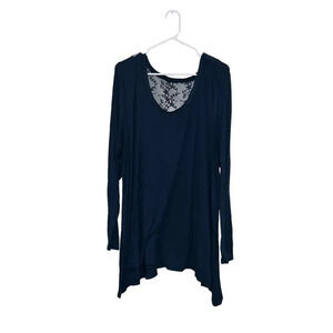 Torrid Soft Knit Teal Long Sleeve Shirt with Lace‎ Details Size 3X